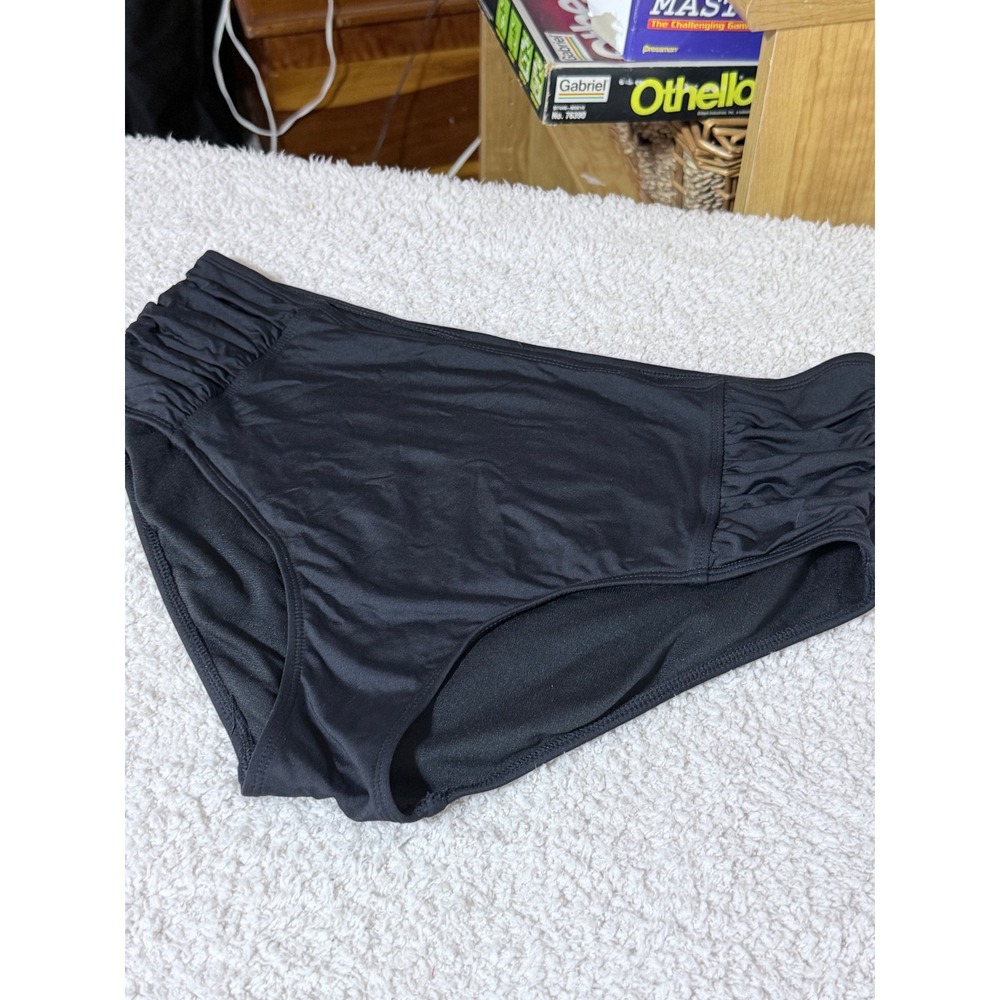 a.n.a A New Approach Womens Black Ruched High Waist Bikini Bottoms XL